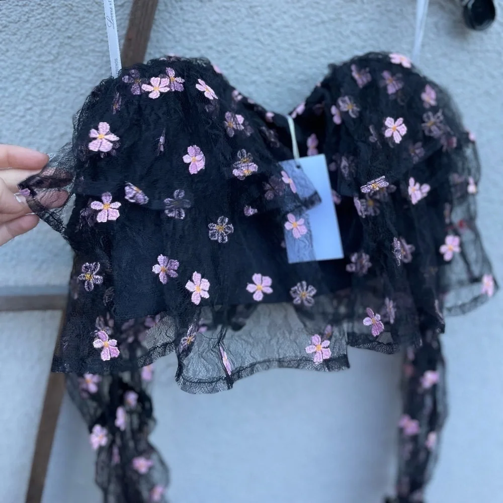 Lovers + Friends Juliana Floral Mesh Crop Top - Picture 9 of 12